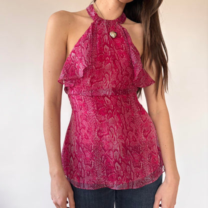 BCBG Silk Snakeskin Halter Top (XS)
