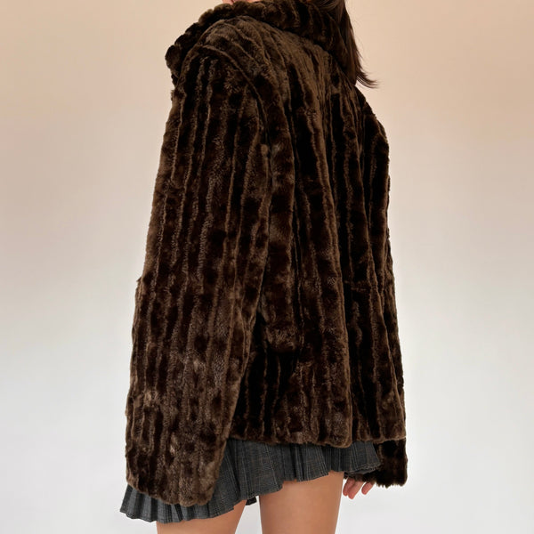 90s Furry Brown Coat (XL)