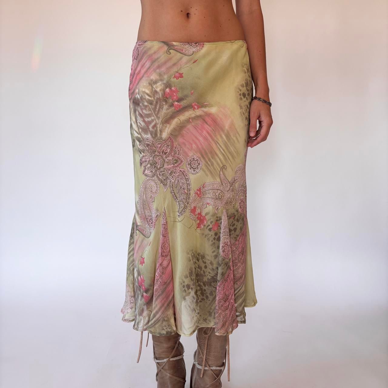 Y2K Paisley Midi Skirt (M/L)
