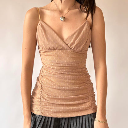 Charlotte Russe Nude Mesh Tank Top (M/L)