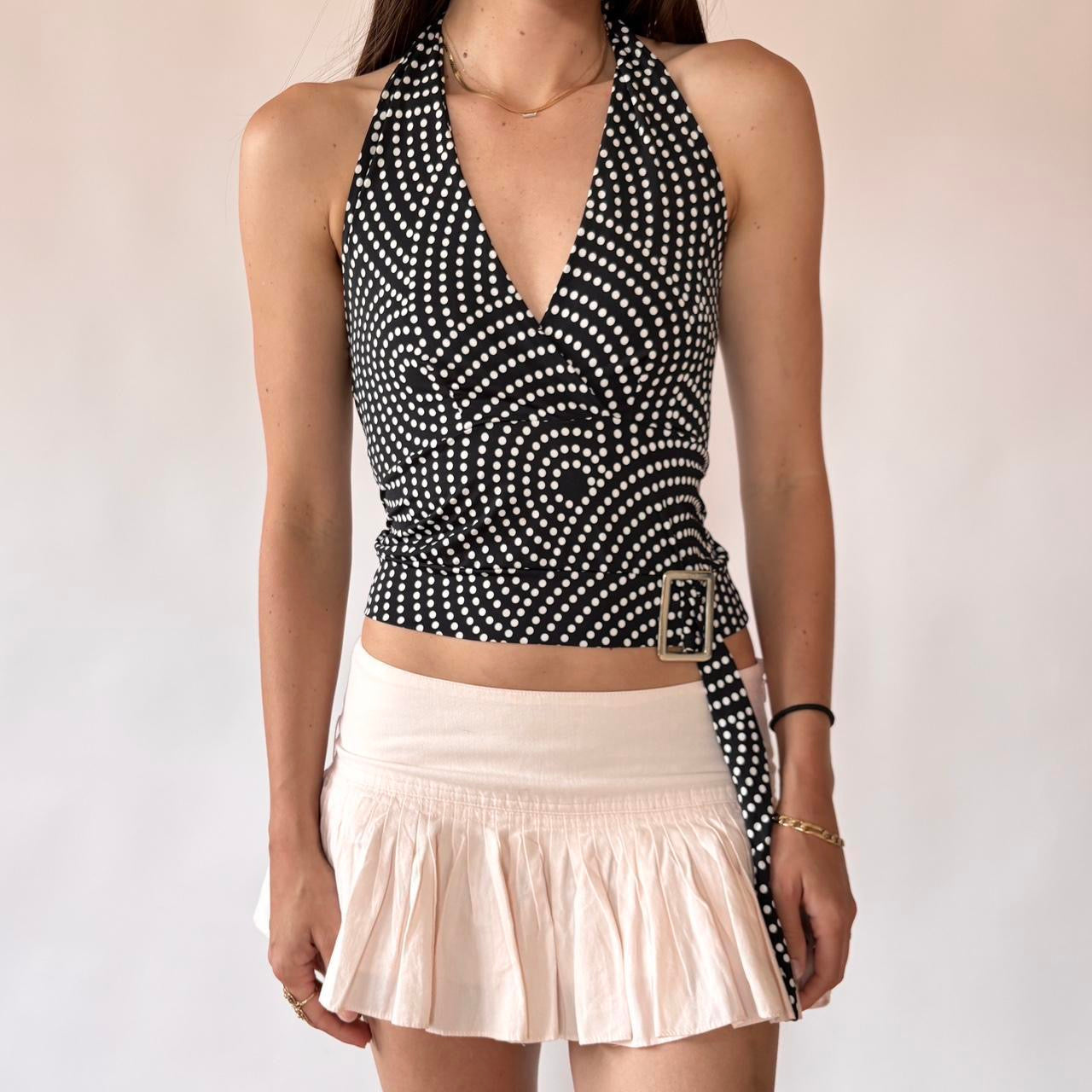 Y2K Polka Dot Halter Top (S)