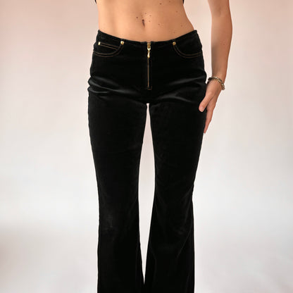90s Noir Velvet Flares (XS)