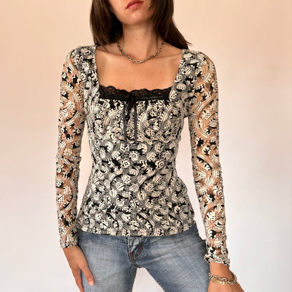 Y2K Mesh Longsleeve Top (XS/S)