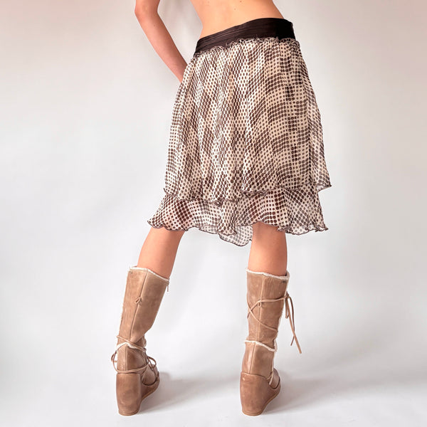 Silk Tiered Polka Dot Skirt (S)