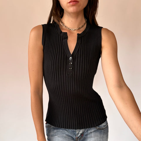 2000s August Silk Ribbed Tank (M)