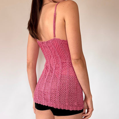 Y2K Pink Crochet Tank (S/M)