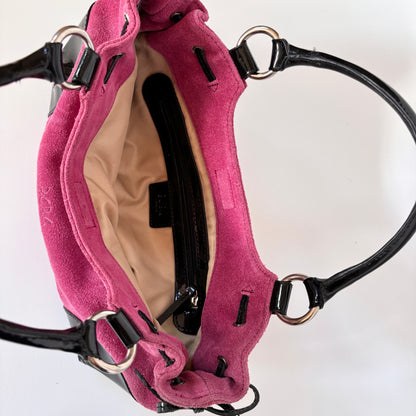 BCBG Pink Suede & Patent Shoulder Bag