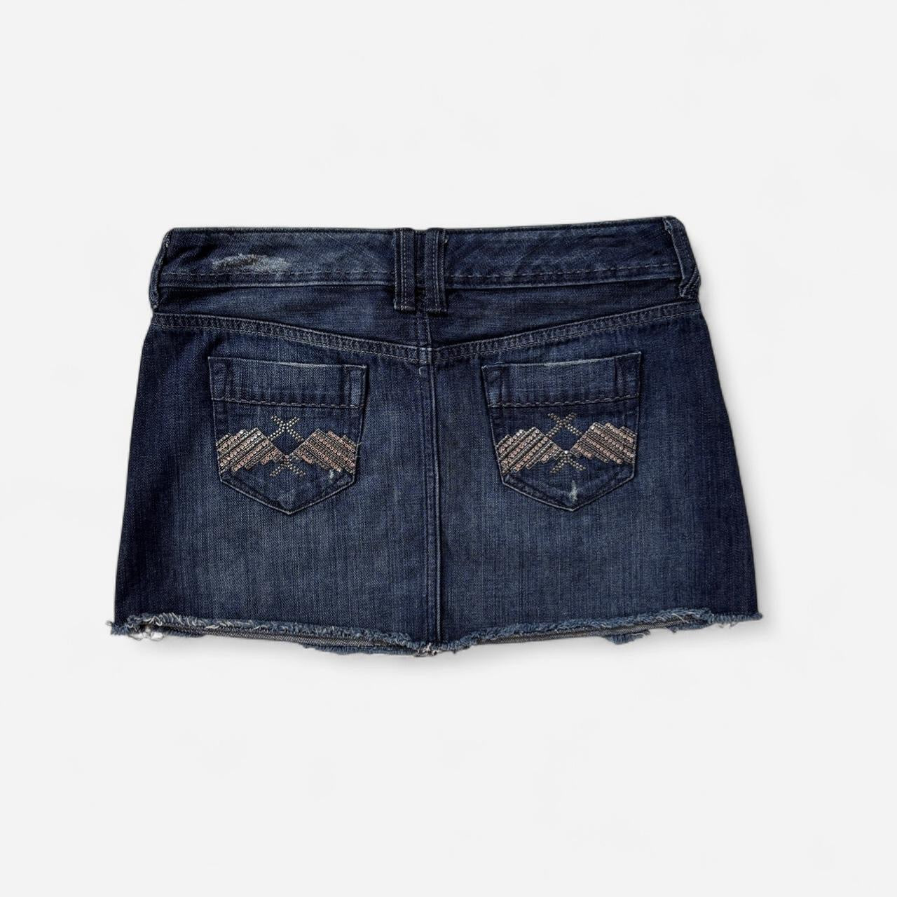 Y2K Rhinestone Denim Mini Skirt (XS/S)