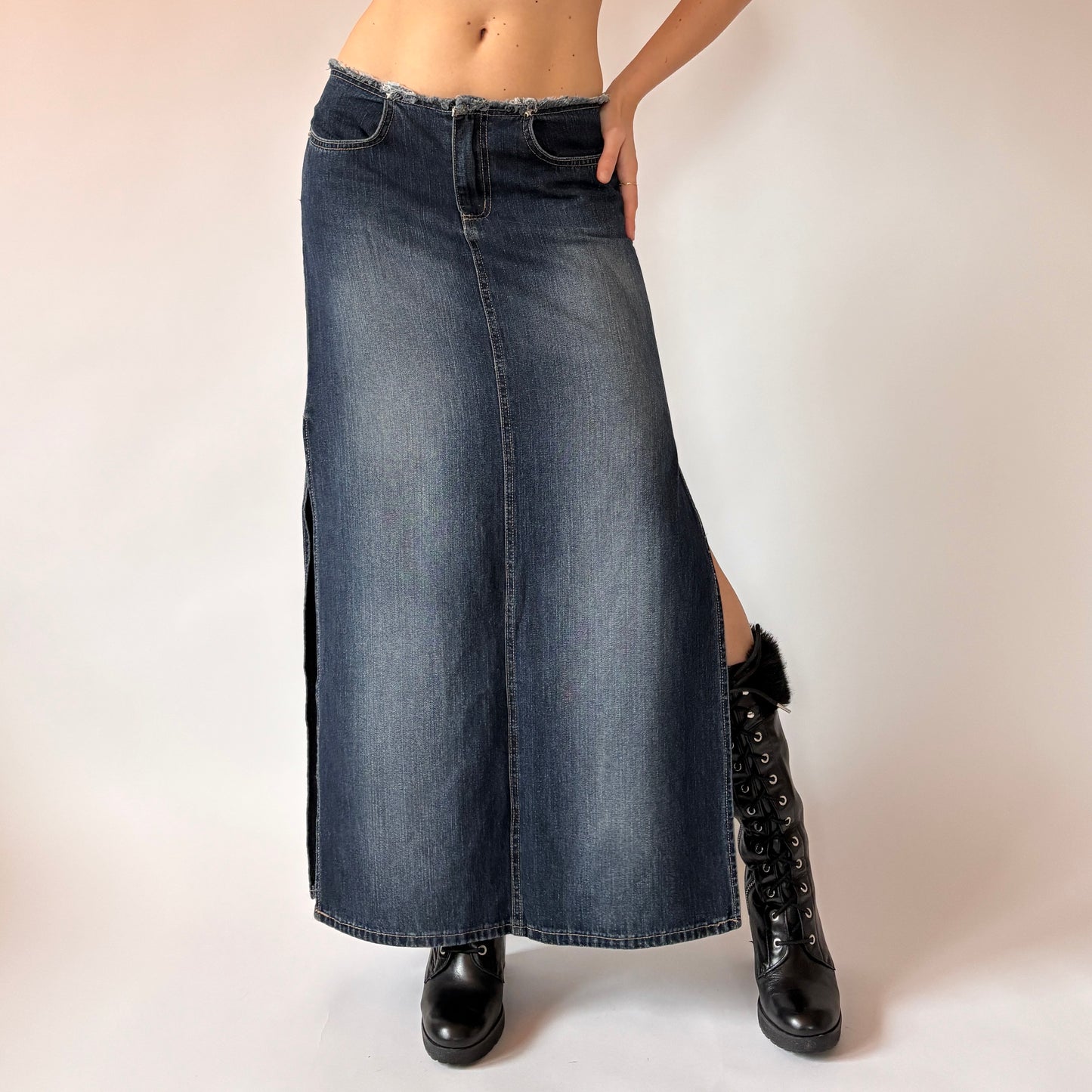Y2K Denim Maxi Skirt (S)
