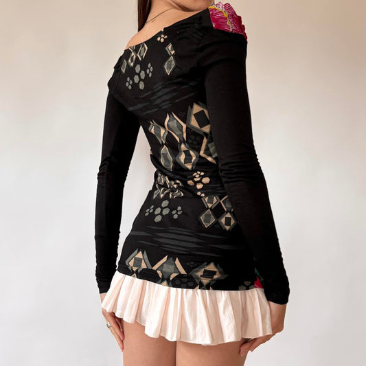 Desigual Cowl Neck Graphic Top (XS/S)