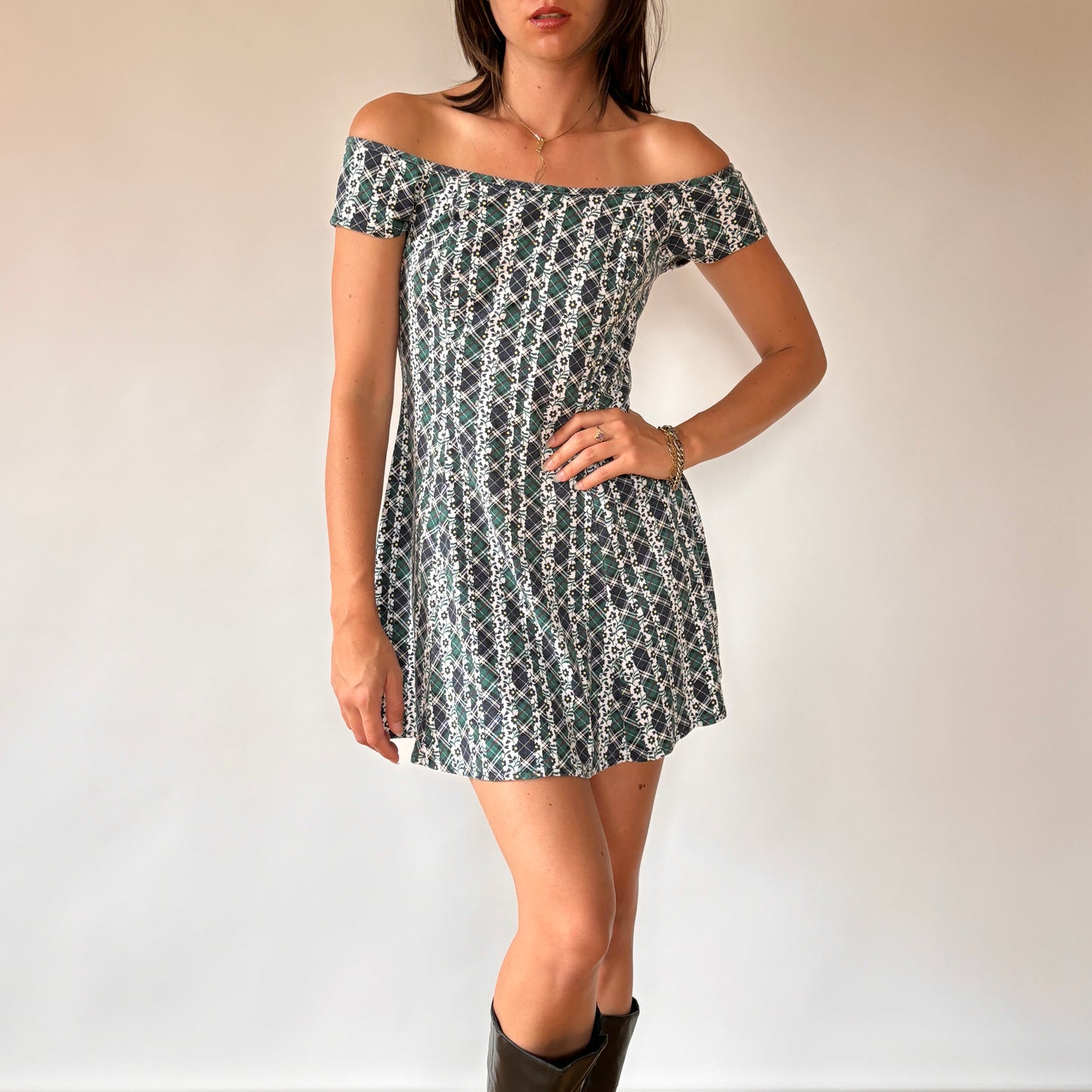 90s Plaid Mini Dress (S)