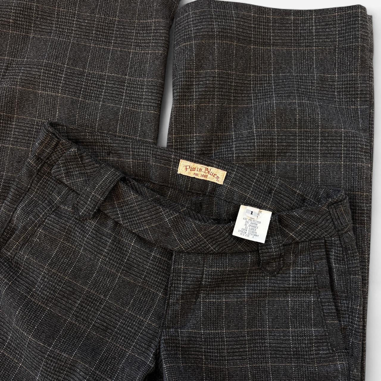 90s Paris Blues Plaid Low Rise Flares (XS)