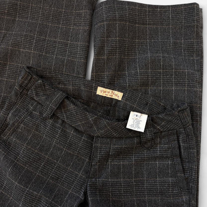 90s Paris Blues Plaid Low Rise Flares (XS)