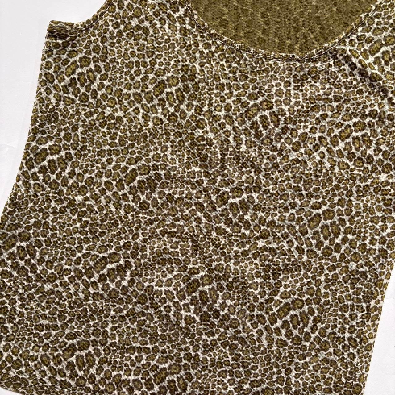 Y2K Olive Leopard Mesh Top (XL-2X)