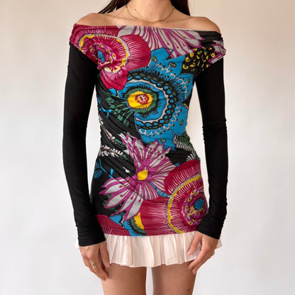Desigual Cowl Neck Graphic Top (XS/S)