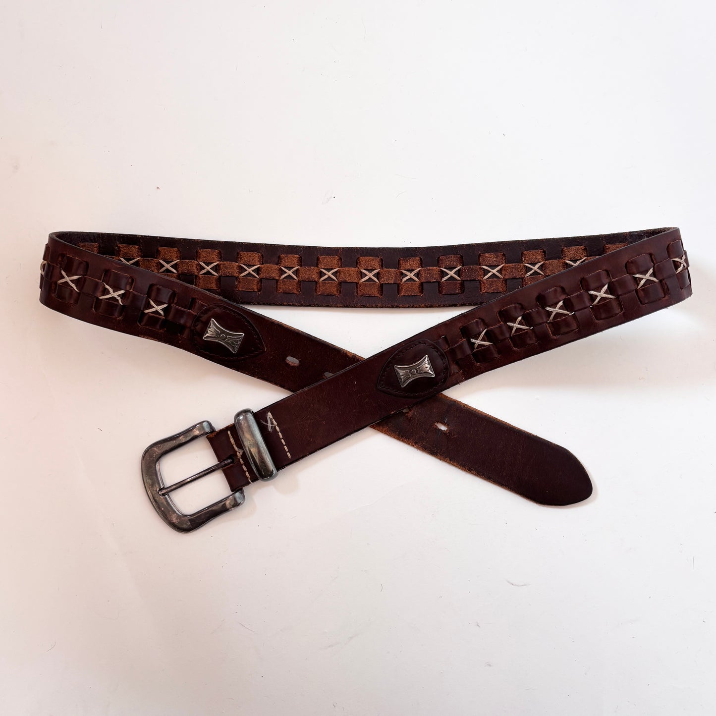 Vintage Woven Leather Belt (L)