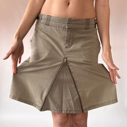 Y2K Cargo Zipper Midi Skirt (S)