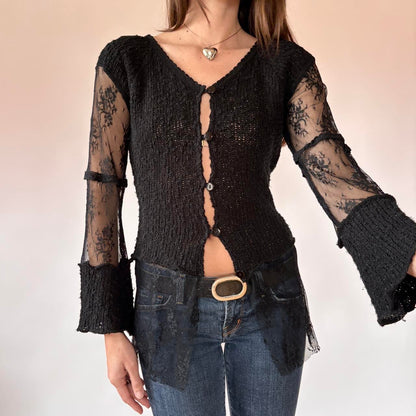 Surrealist Knit & Lace Cardigan (S)