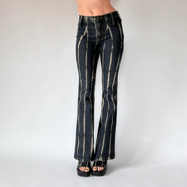 Y2K Bleach Striped Jeans (XS)