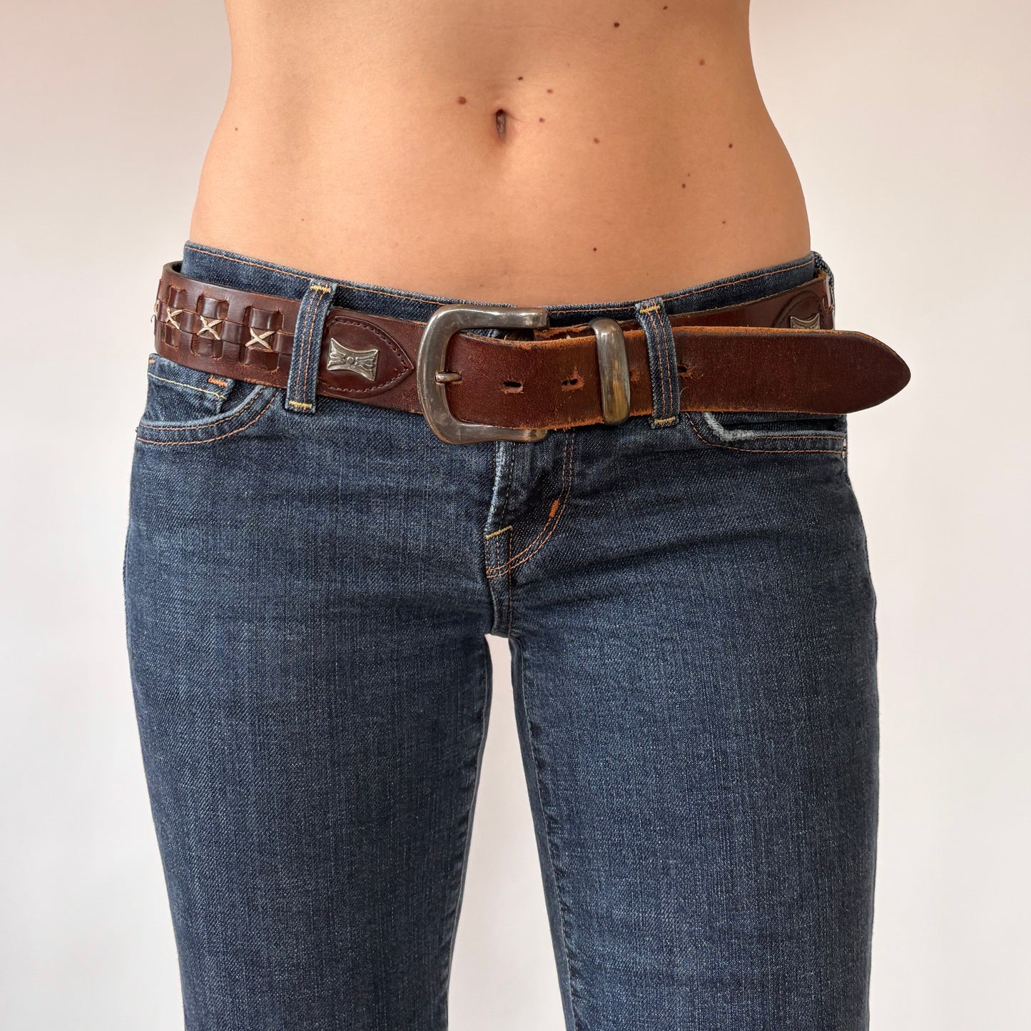Vintage Woven Leather Belt (L)