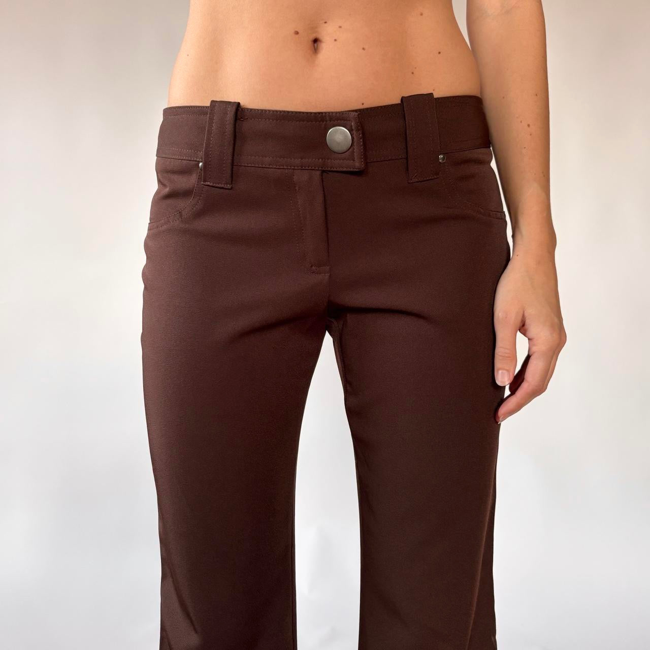 Y2K Chocolate Brown Flare Pants (XS)