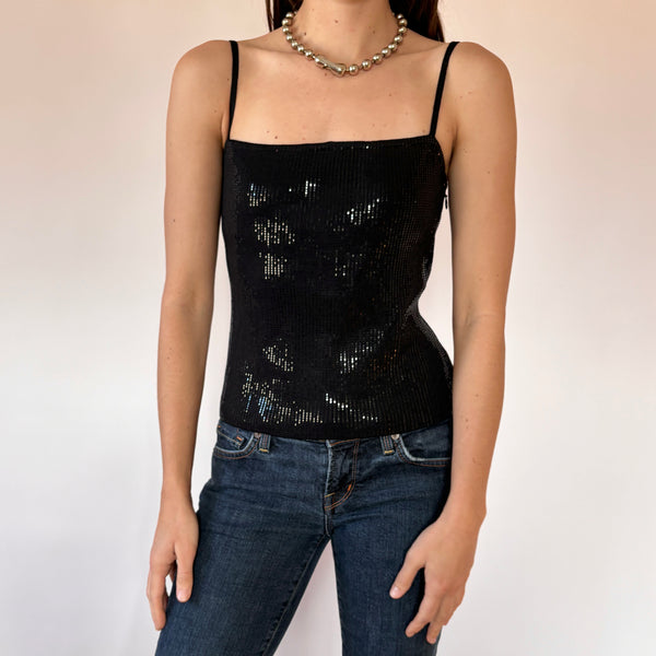 Y2K Noir Sequin Cami (XS/S)