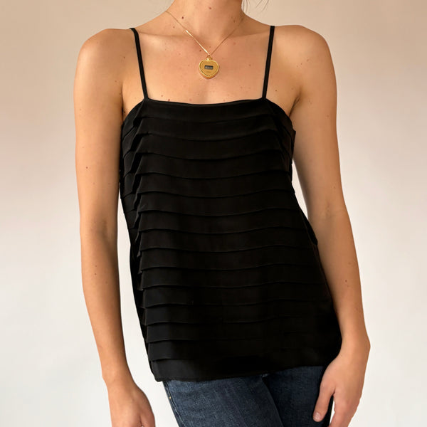 90s Noir Silk Tiered Cami (M)