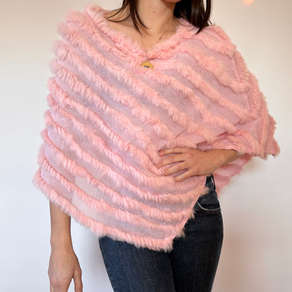 Y2K Rabbit Fur Poncho (S/M)