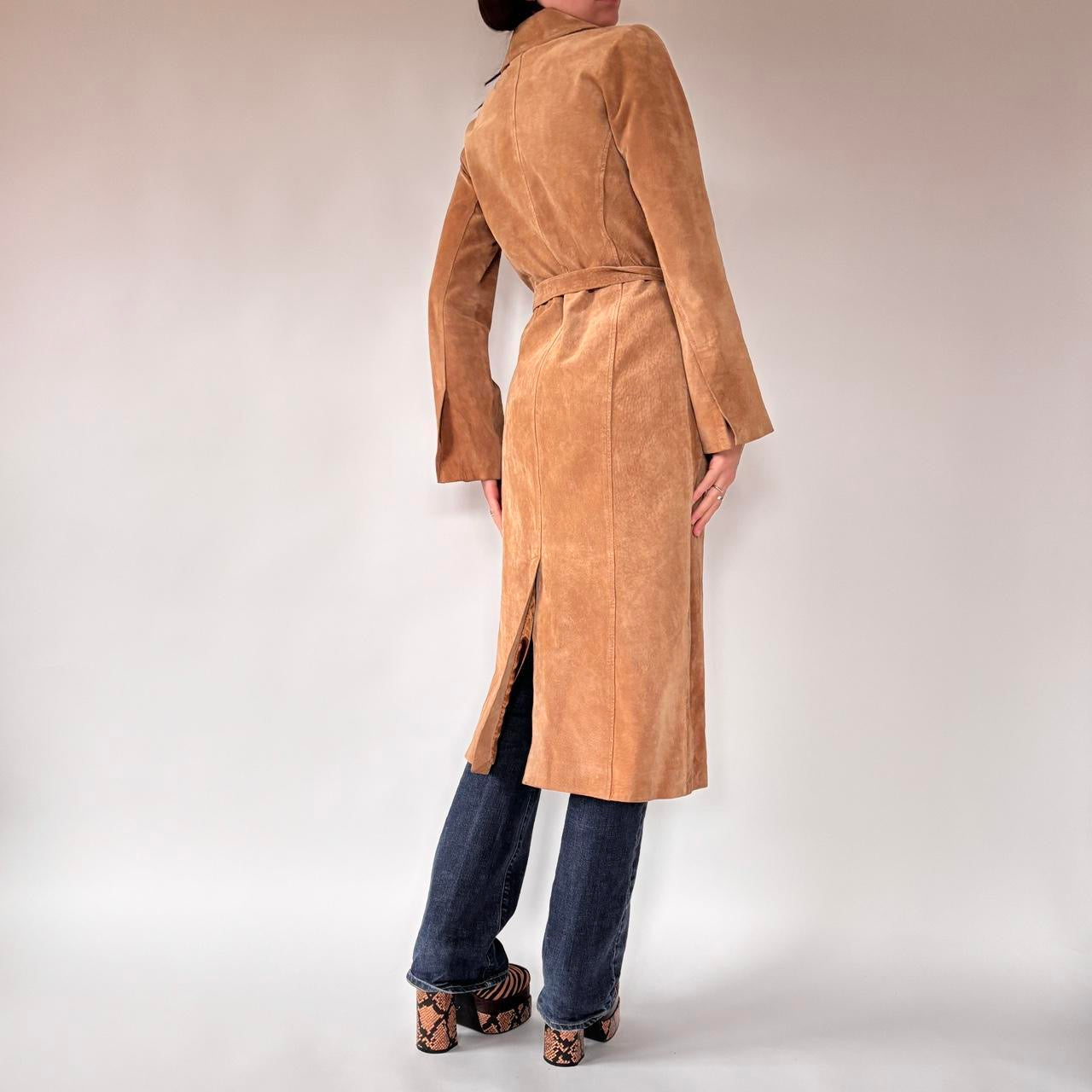 Y2K Suede Leather Trenchcoat (S)