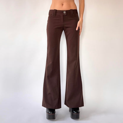 Y2K Chocolate Brown Flare Pants (XS)