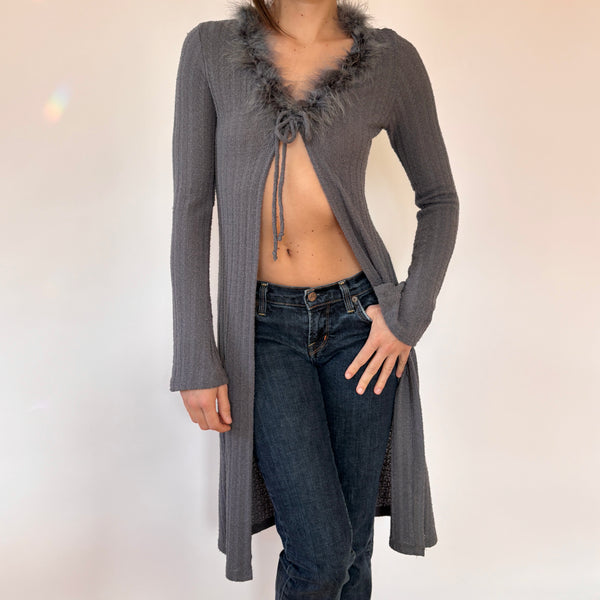 Y2K Feather Trim Cardigan (XS/S)