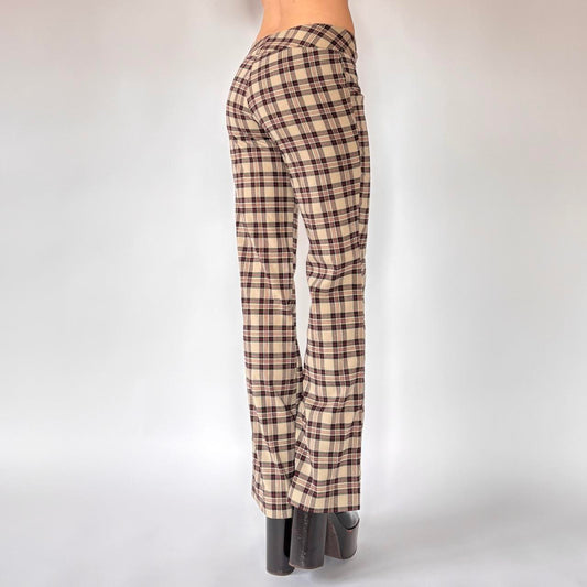 Y2K Plaid Flare Trousers (XS)