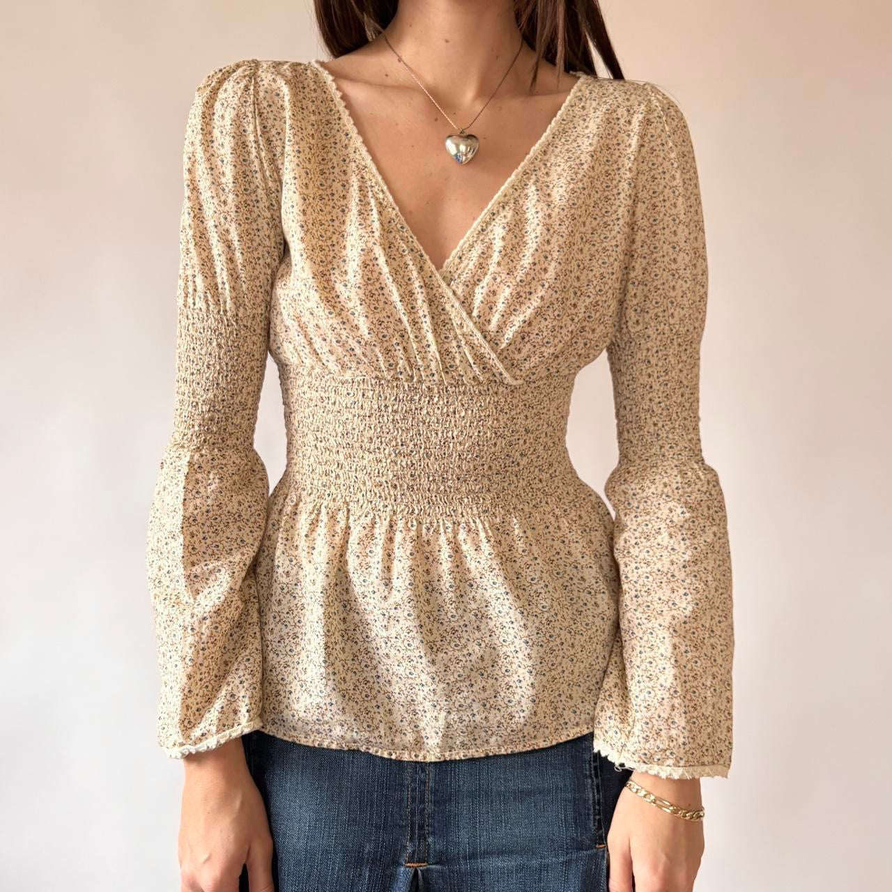 Y2K Floral Boho Longsleeve Top (S)