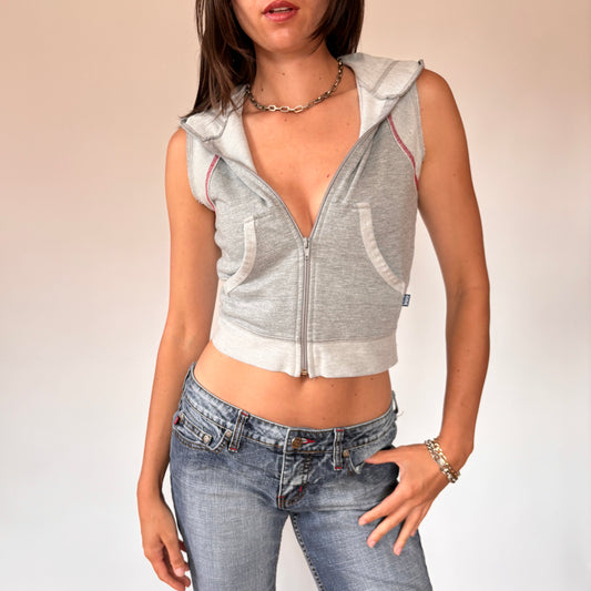 Y2K Sporty Hooded Vest (XS)