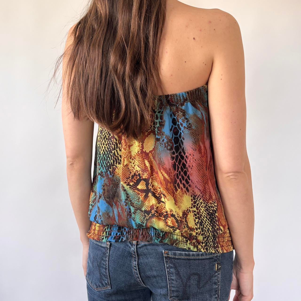 Y2K Snakeskin Tube Top (M)