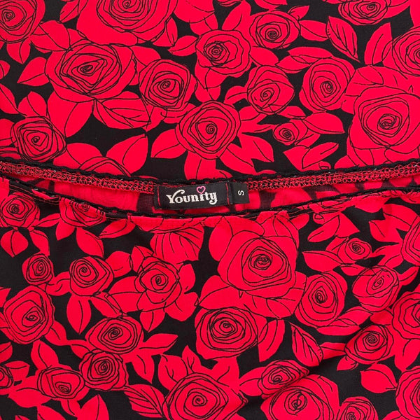 90s Rose Print Midi Skirt (S/M)