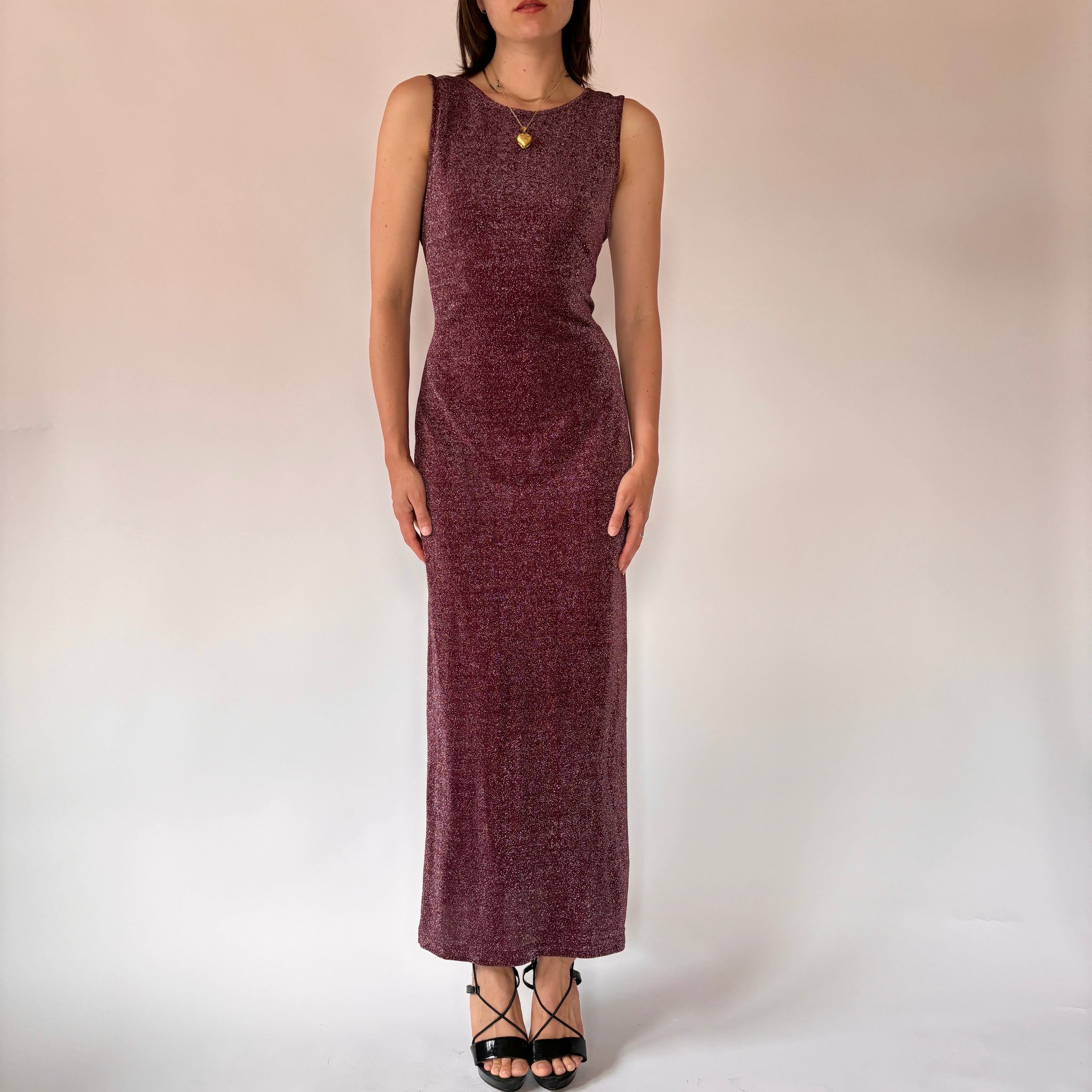 90s Plum Glitter Gown (M)