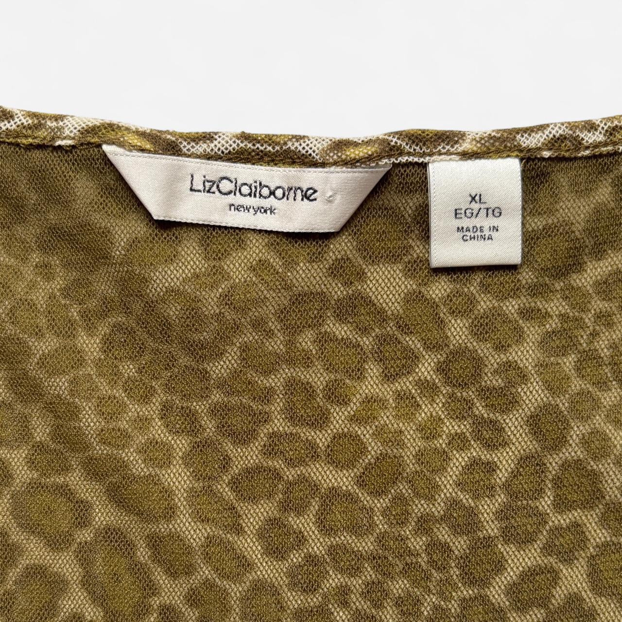 Y2K Olive Leopard Mesh Top (XL-2X)