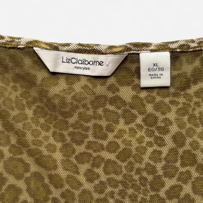 Y2K Olive Leopard Mesh Top (XL-2X)
