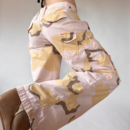 Y2K Pink Camo Low Rise Cargos (S)