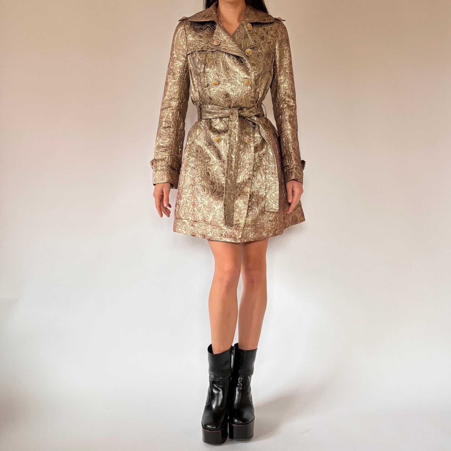 90s Rampage Gold Trench Coat (S/M)