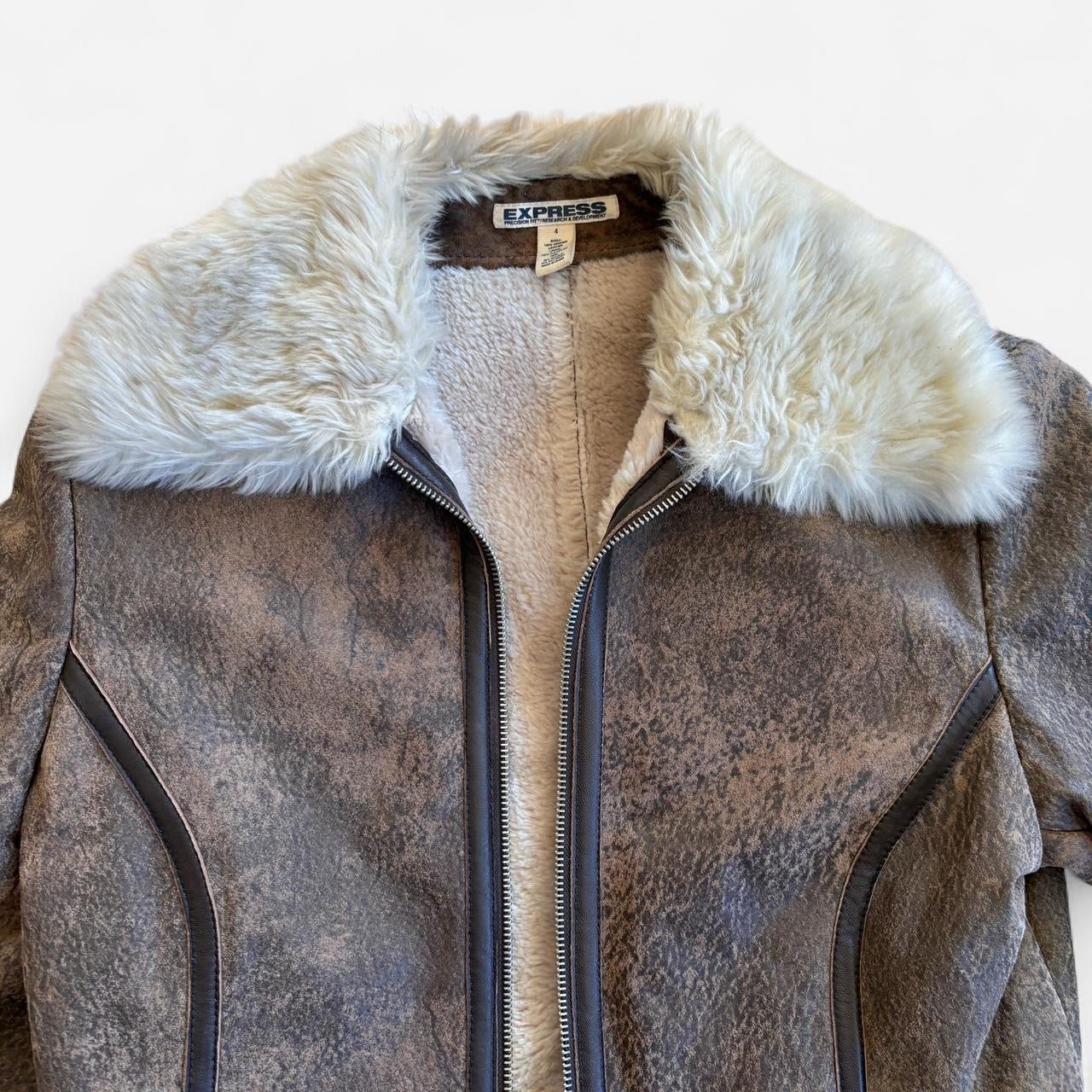 Y2K Leather & Faux Fur Jacket (S)