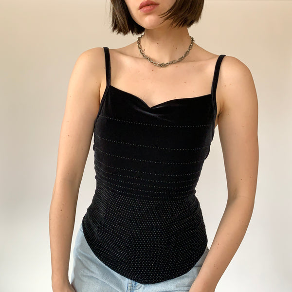 Vintage Noir Velvet Tank (M)