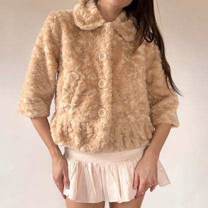 2000s Deadstock Faux Fur Babydoll Coat (M)