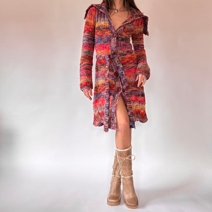 Y2K Chunky Knit Duster Cardigan (S)