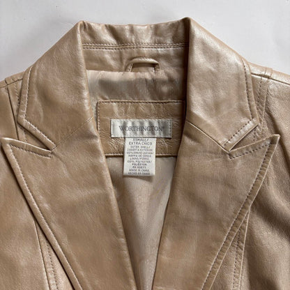 2000s Champagne Genuine Leather Blazer (XS/S)