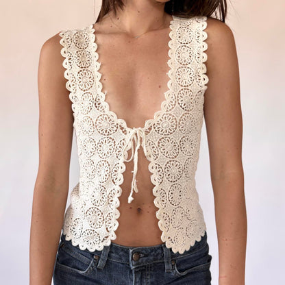 Tie Front Crochet Top (XS/S)