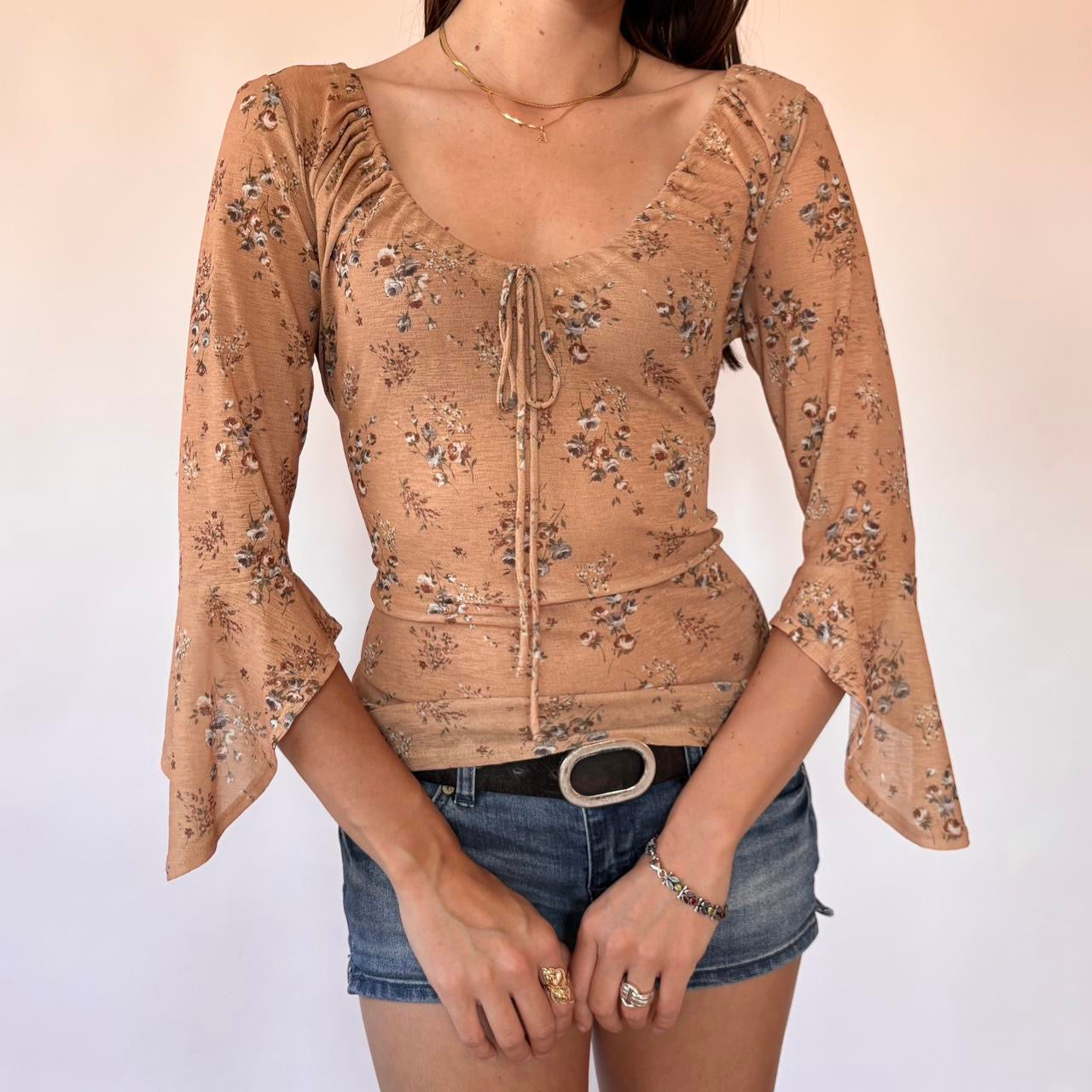 Y2K Mesh Boho Top (L)