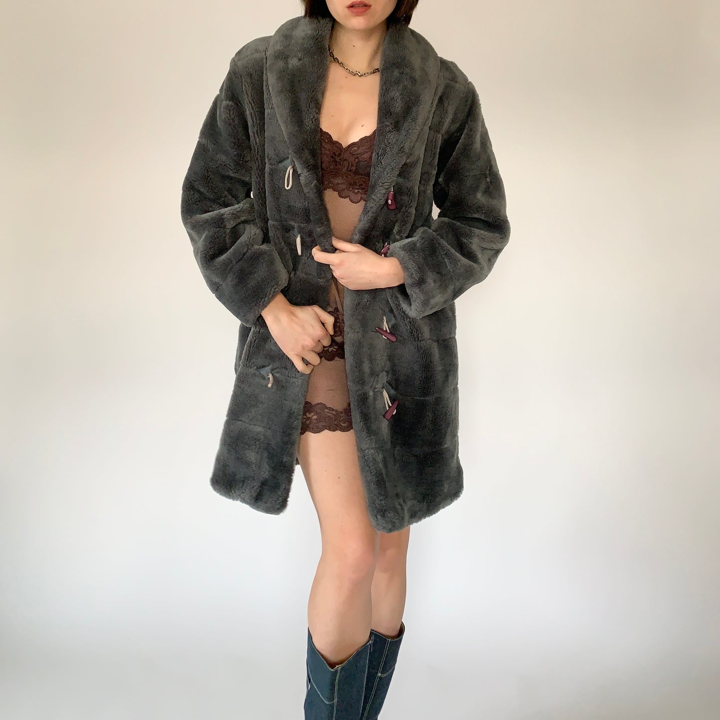 Vintage Faux Fur Coat (S)