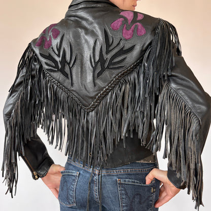 Vintage Leather Fringe Jacket (XS)